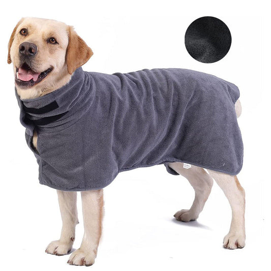 NNEDSZ S Grey Pet Dog Quick-Dry Bathrobe - Absorbent Towel Robe for Medium and Large Dogs