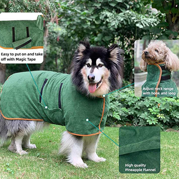 NNEDSZ S Grey Pet Dog Quick-Dry Bathrobe - Absorbent Towel Robe for Medium and Large Dogs